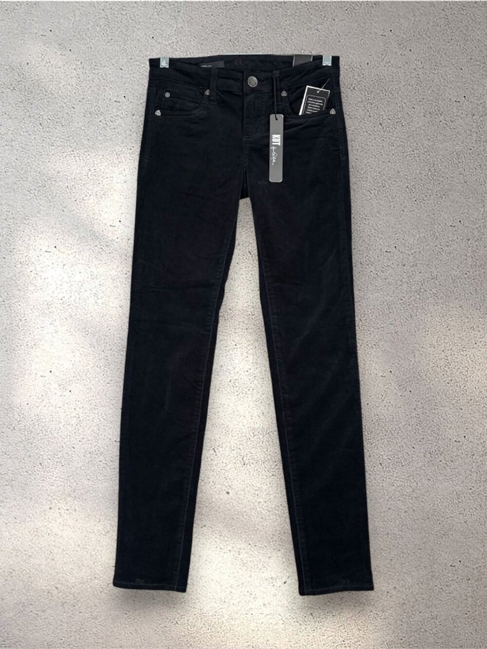 KUT From The Kloth Diana Skinny Corduroy Pants Women’s 2 Black Minimalist Chic